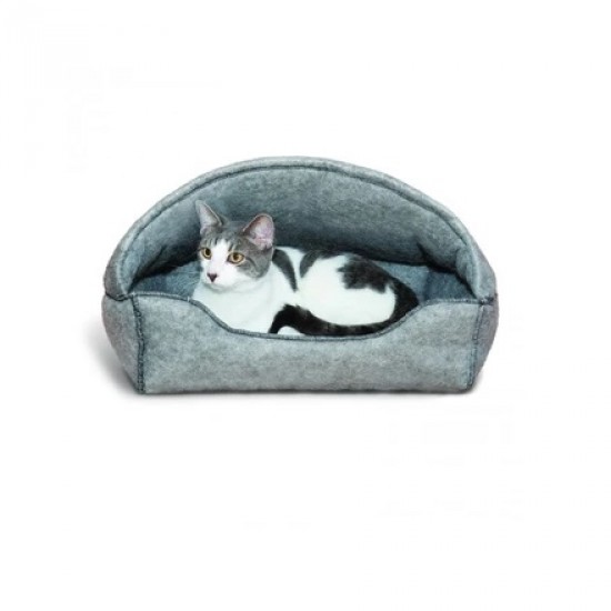K&H Kitty Hooded Lounger Gris 17x13" 